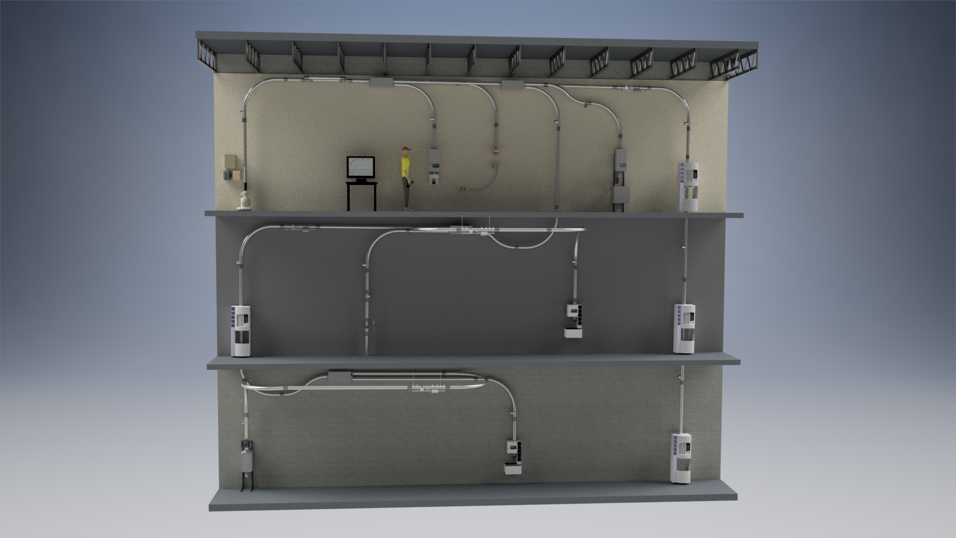 AC3000 Pneumatic Tube System Schematic Render
